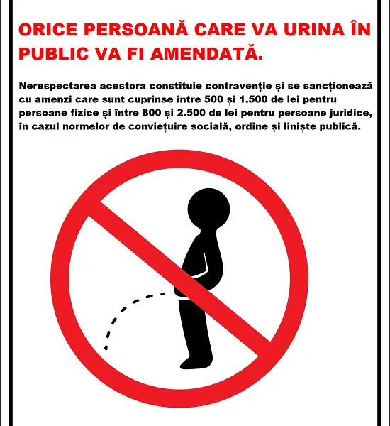 Placuta cine va urina in public va fi amendata