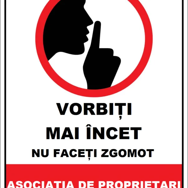 Placuta pentru asociatia de proprietari vorbiti mai incet