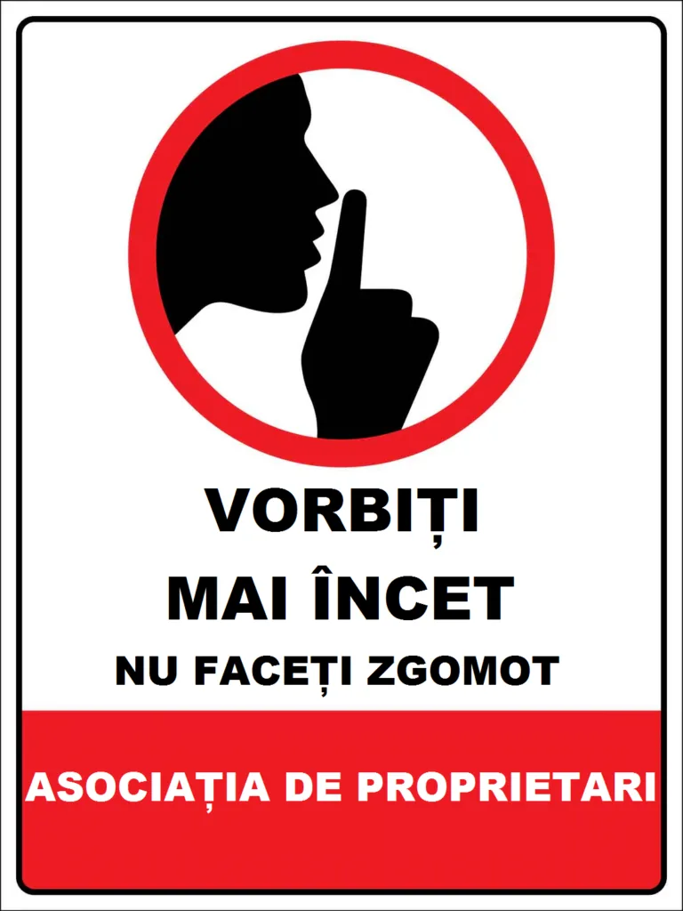 Placuta pentru asociatia de proprietari vorbiti mai incet