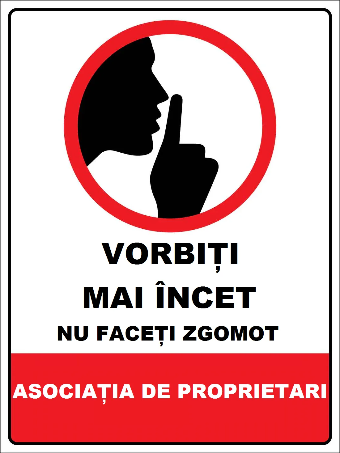 Placuta pentru asociatia de proprietari vorbiti mai incet