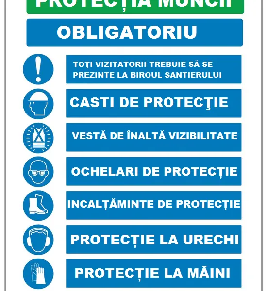 Placuta reflectorizanta pentru santier obligatoriu echipamente de protectia muncii