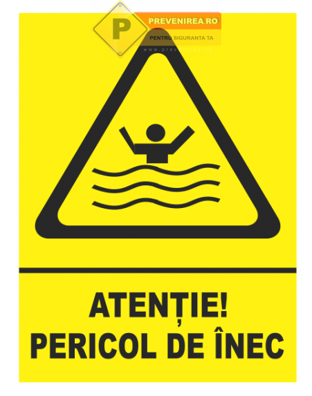 Indicator Atenție! Pericol de Înec - Panou de Avertizare pentru Zone Acvatice, Piscine și Lacuri