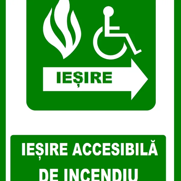 Placuta pentru iesire accesibila de incendiu cu sageata in dreapta