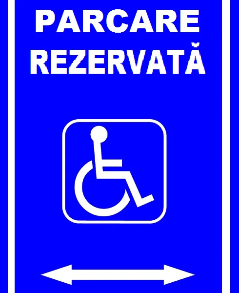 Placuta pentru parcare rezervata persoane cu handicap cu sageata stanga si dreapta