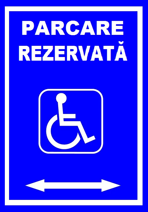 Placuta pentru parcare rezervata persoane cu handicap cu sageata stanga si dreapta