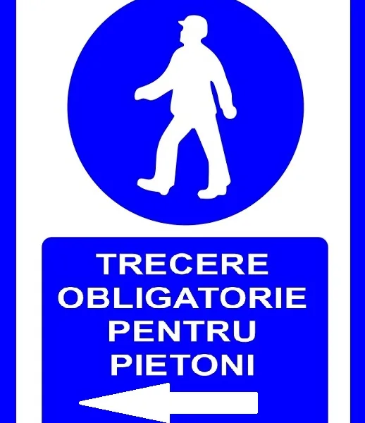 Placuta pentru trecere obligatorie pentru pietoni in stanga