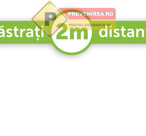 Bandă adezivă de semnalizare „PĂSTRAȚI DISTANȚA” - Text Personalizat