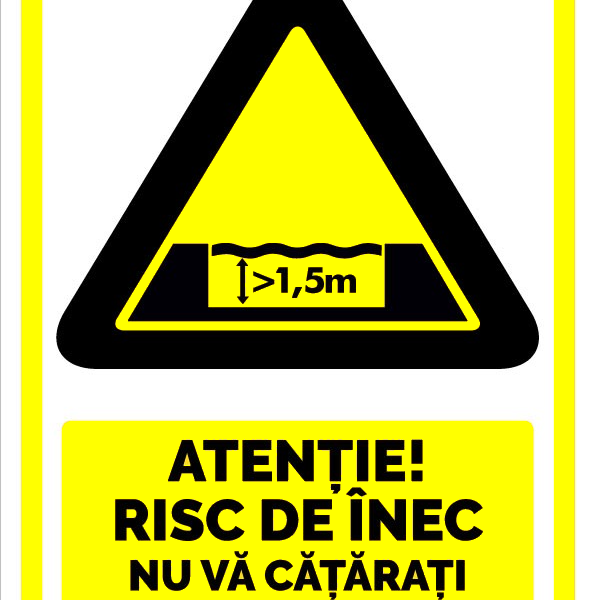 Indicator Atenție - Risc de Înec - Nu Vă Cățărați pe Zidul Bazinului