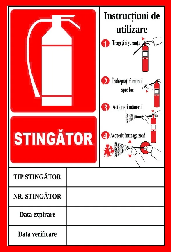 Placuta cu instructiuni de utilizare stingatoare