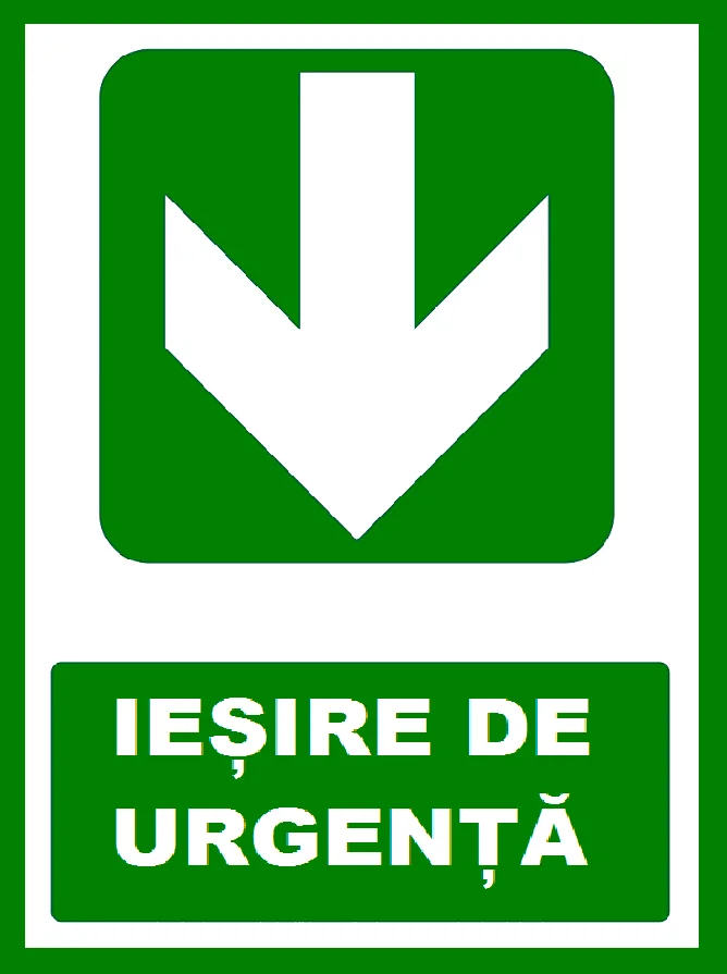 Placuta pentru iesire de urgenta cu sageata in jos