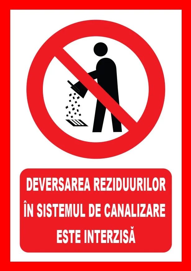 Placuta denivelarea reziduurilor in sistemul de canalizare este interzisa