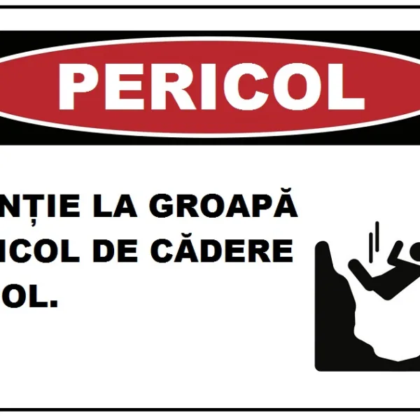 Placuta atentie la groapa pericol de cadere in gol