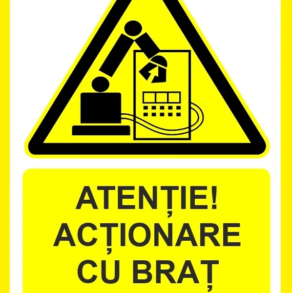 Placuta atentie actionare cu brat robotizat