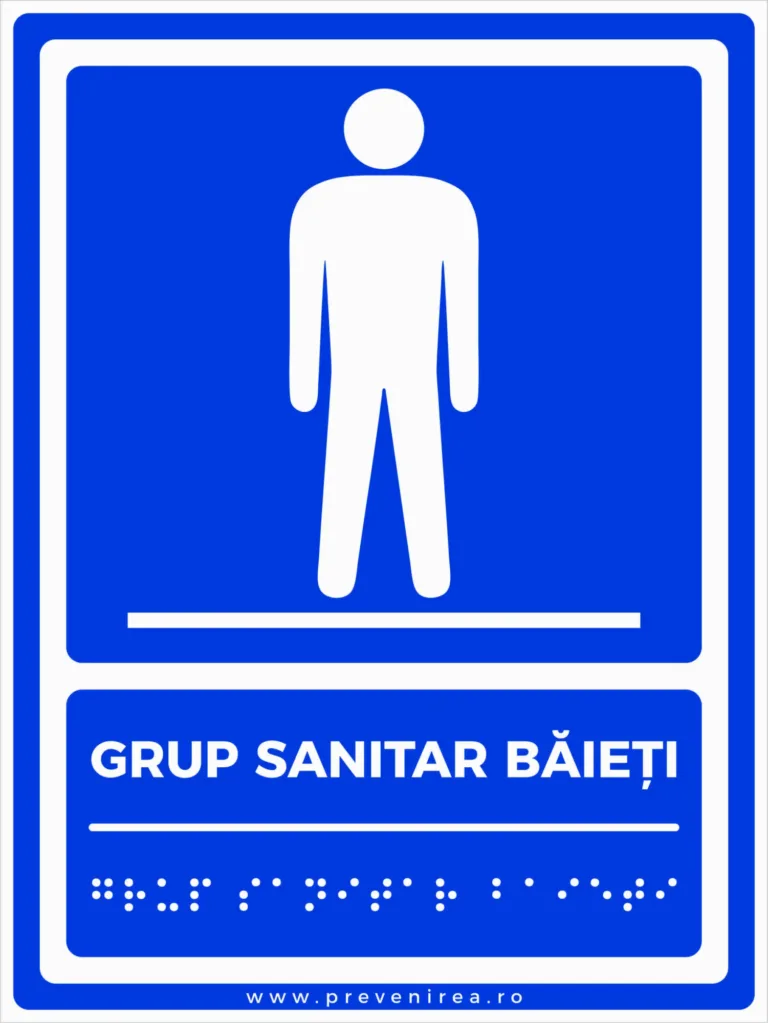 Plăcuțe Braille - WC / Grup sanitar băieți pentru persoane nevăzătoare
