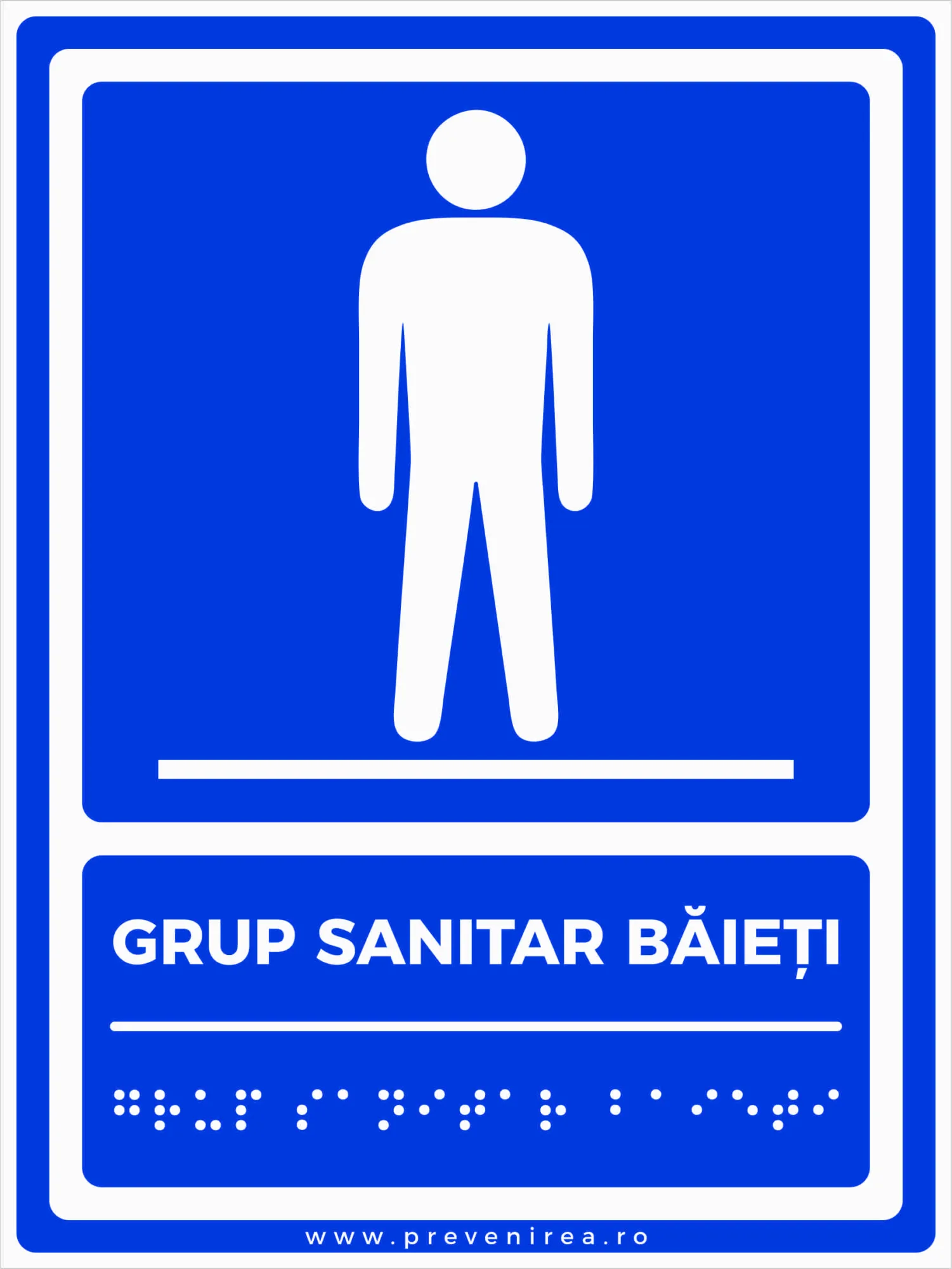 Plăcuțe Braille - WC / Grup sanitar băieți pentru persoane nevăzătoare