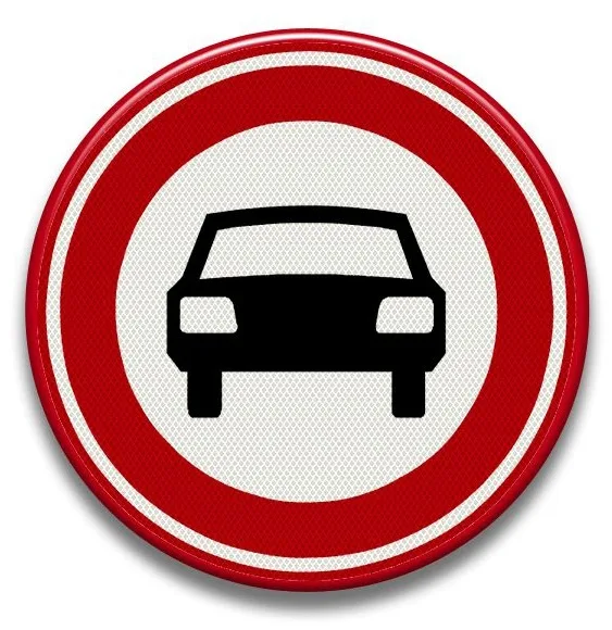 Placuta reflectorizanta Accesul interzis autovehiculelor cu exceptia motocicletelor făra atas
