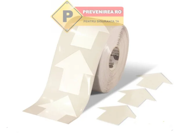 Bandă industrială albă cu stickere direcționale - Marcaje pentru țevi și conducte