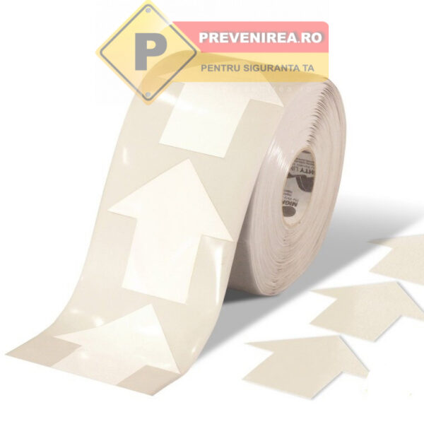 Bandă industrială albă cu stickere direcționale - Marcaje pentru țevi și conducte