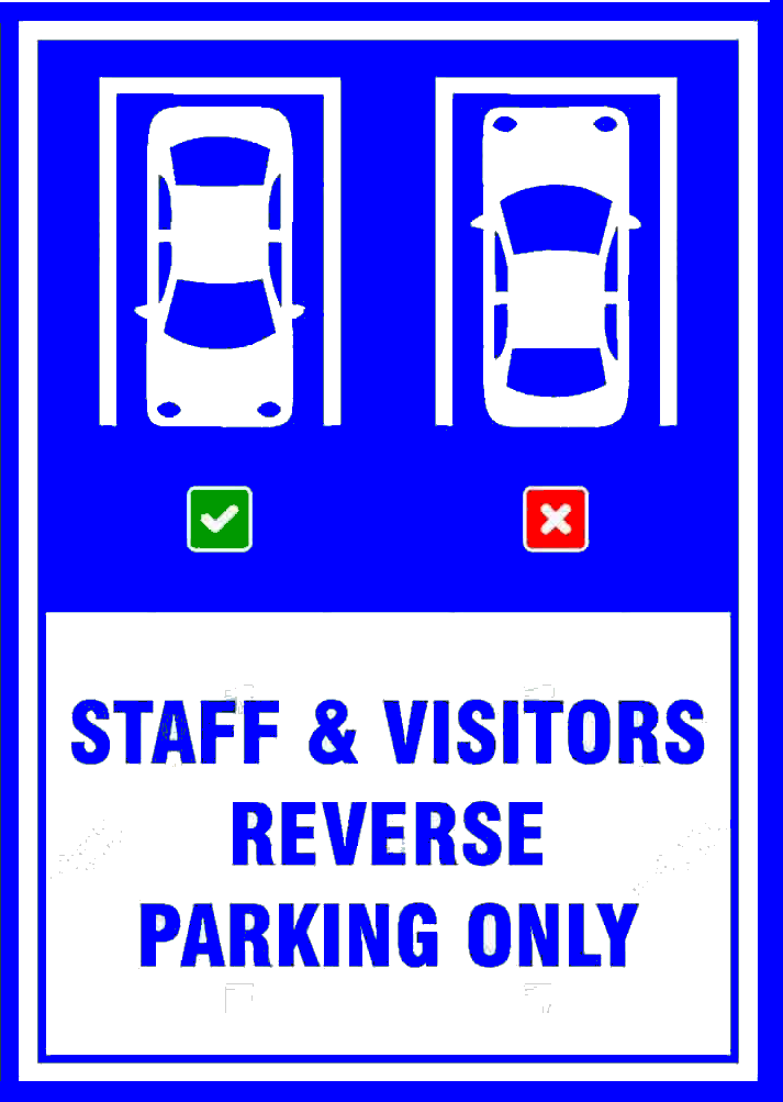 vehicle reverse parking awareness sign