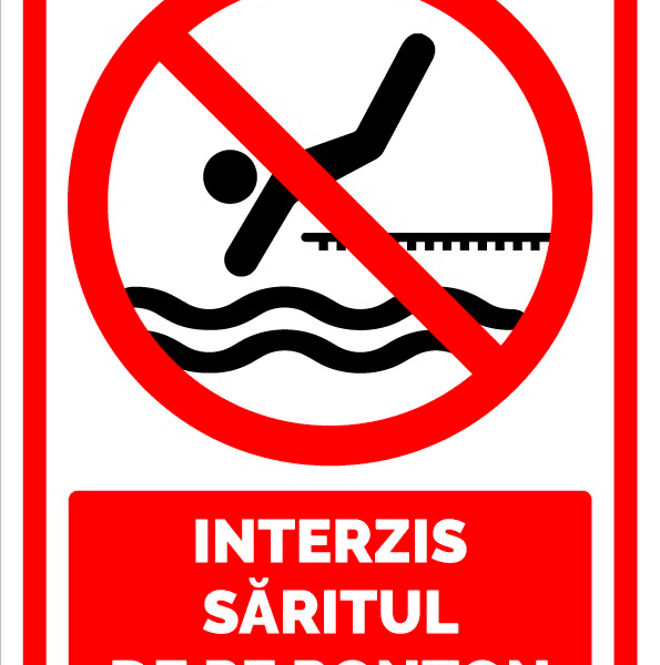Semn pentru interzicerea saritul de pe ponton
