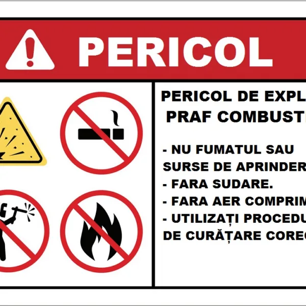 Placuta pericol de explozie praf combustibil