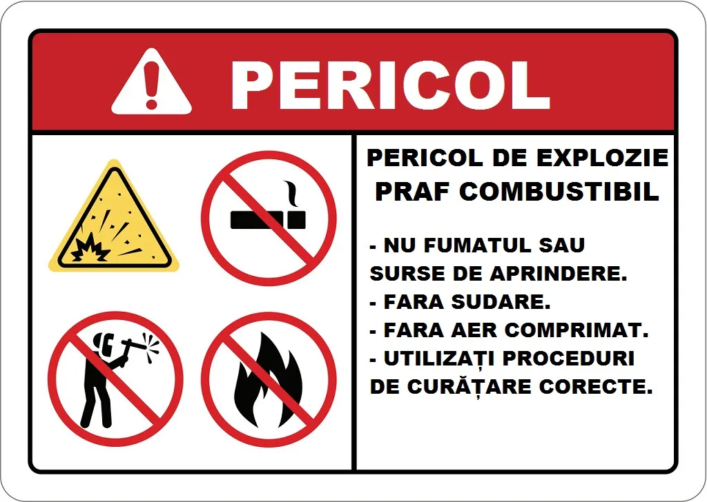 Placuta pericol de explozie praf combustibil