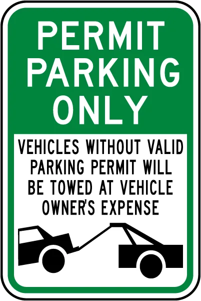 Permit Parking Only Violators Towed Sign