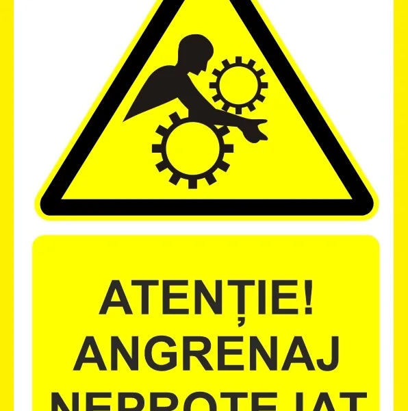 Placuta atentie angrenaj neprotejat