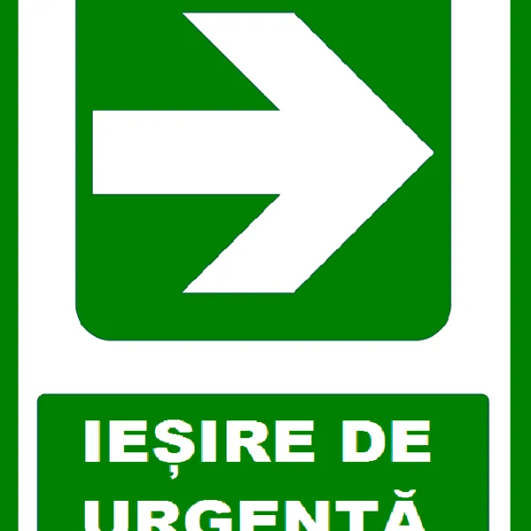Placuta pentru iesire de urgenta cu sageata in dreapta