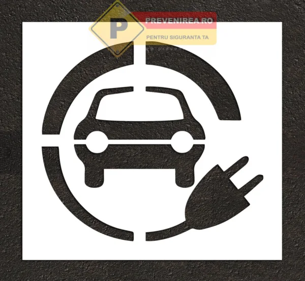 Șabloane de podea pentru stații de încărcare mașini electrice - marcaj profesional parcare EV