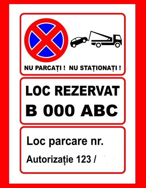 Placuta personalizata pentru loc de parcare