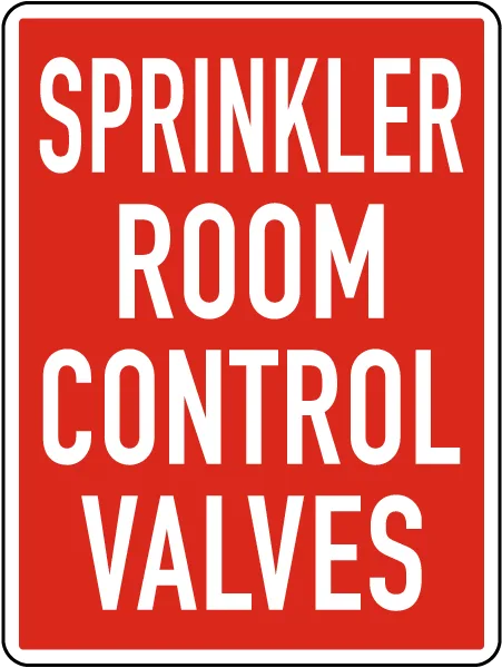 Sprinkler Room Control Valves Sign