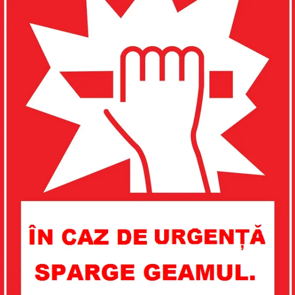 Placuta de siguranta in caz de urgenta sparge geamul