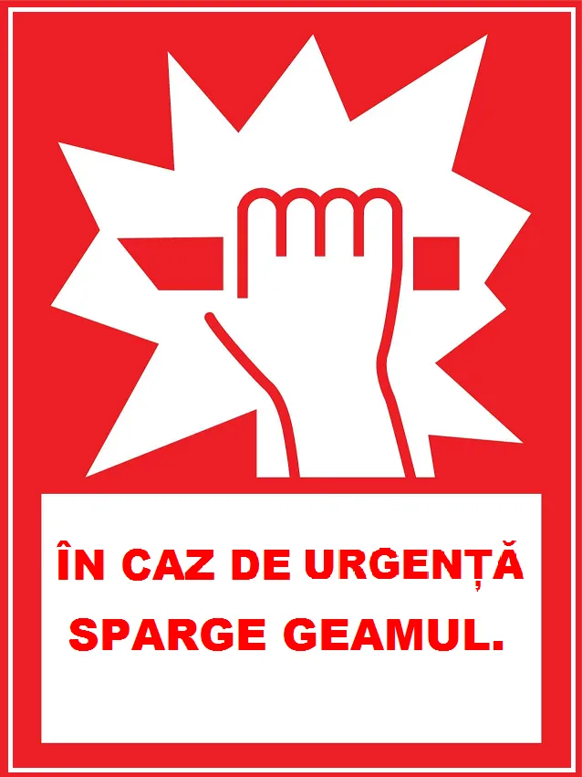 Placuta de siguranta in caz de urgenta sparge geamul