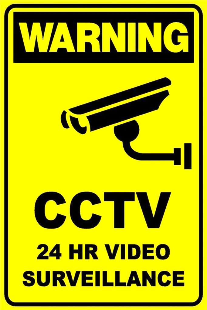 Sign warning cctv 24 hour video surveillance