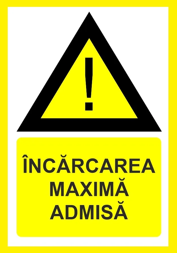 Placuta pentru incarcare maxima admisa