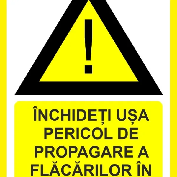 Placuta inchideti usa pericol de propagare a flagare a flacarilor in caz de incendiu