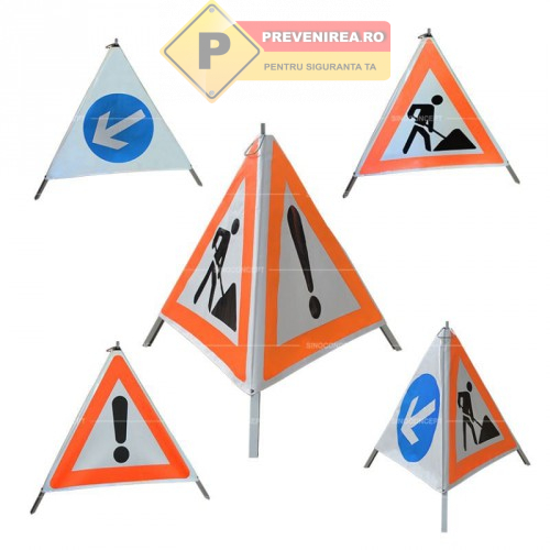 Indicator triunghi mobil trepied cu 3 laturi pentru lucrări șantier