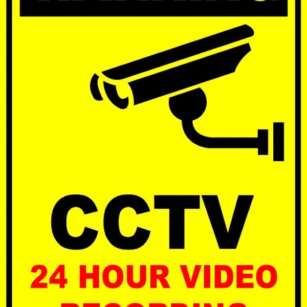 Sign warning cctv 24 hour video recording surveillance