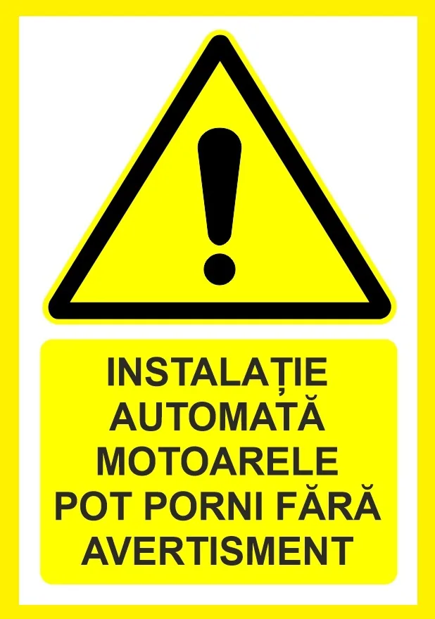 Placuta pentru instalatie automata motoarele pot porni fara avertisment