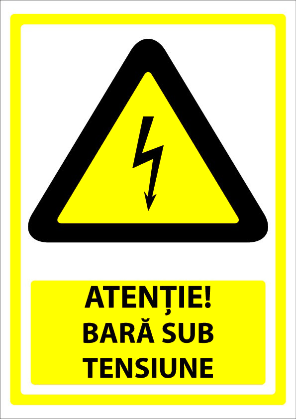 Indicator de Avertizare: Atenție Bară Sub Tensiune - Risc de Electrocutare