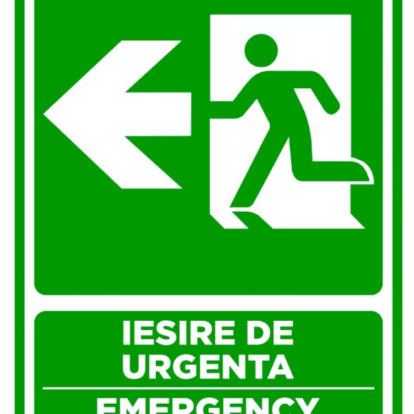 Semn pentru iesire cu directie in stanga emergency exit