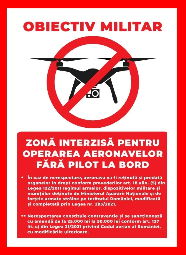 Placuta pentru obiective militare zona interzisa  drone