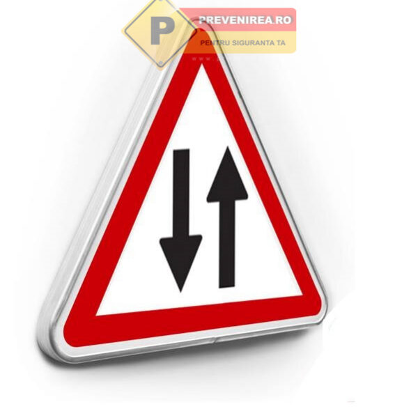 Indicator Atenție Circulație în Ambele Sensuri - Semn Rutier Omologat