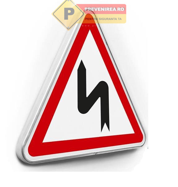 Indicator curbă dublă la stânga - Semn rutier pentru siguranță și vizibilitate sporită