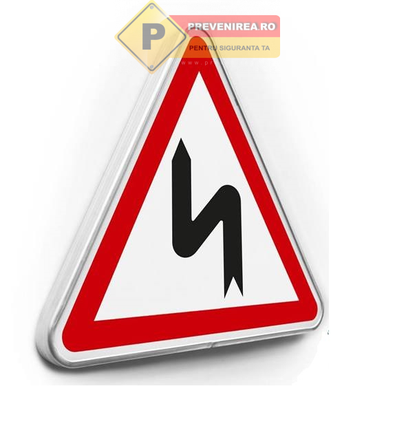 Indicator curbă dublă la stânga - Semn rutier pentru siguranță și vizibilitate sporită