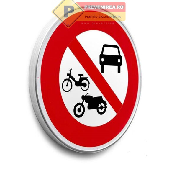 Indicator Acces interzis autovehiculelor și vehiculelor cu tracțiune animală” din aluminiu