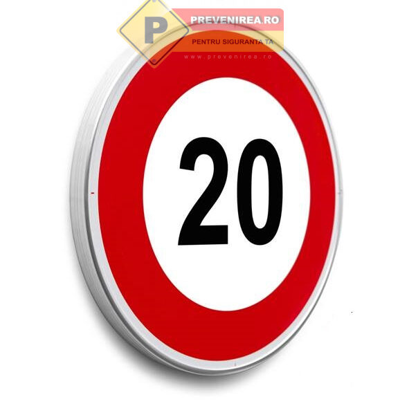 Indicatoare rutiere 20 km/h - semn limită de viteză durabil, ideal pentru drumuri private și parcări