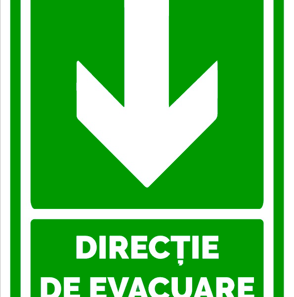 Semn pentru directie cu sageata de evacuare in jos