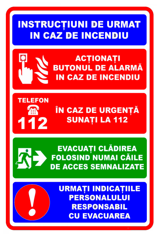 Semn pentru instructiuni de urmat in caz de incendiu